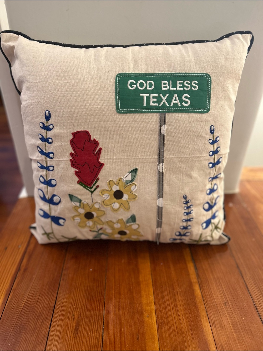 God Bless Texas Wildflower Pillow by Glory Haus